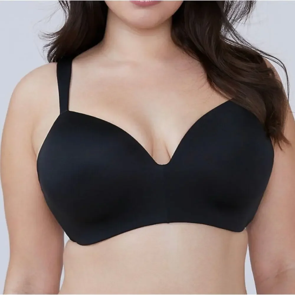 Cacique Lightly Lined T Shirt No Wire Bra Size 44DDD Black
